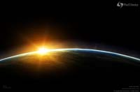 horizonte de la tierra desde el espacio con el sol de fondo